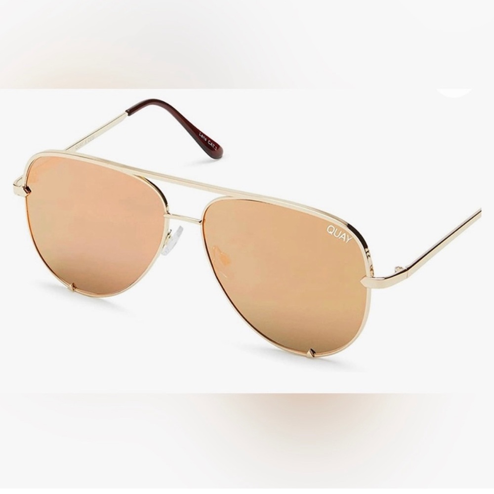 Quay Australia HIGH KEY RIMLESS- pink-rose gold mirrored , gold rim